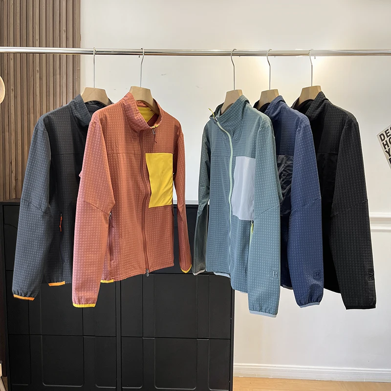 

Легкая мужская куртка для активного отдыха с 3D-кроем, воротником-стойкой, длинными рукавами, из полиэфирного волокна, молодежная, приталенного кроя