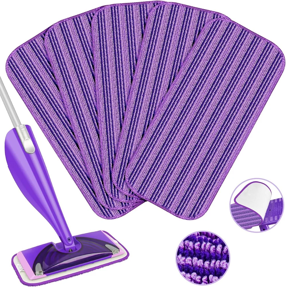 5PCS Reusable Mop Pads Compatible with Swiffer WetJet Mops Wet Dry Head for Swiffer Wet Jet Mop Hardwood Floor Cleaning, Purple