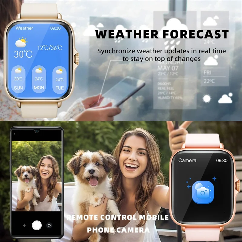 Reloj inteligente deportivo de 1,83 pulgadas, reloj inteligente con llamadas, monitoreo del sueño, podómetro deportivo, alertas de información para teléfonos iPhone y Android