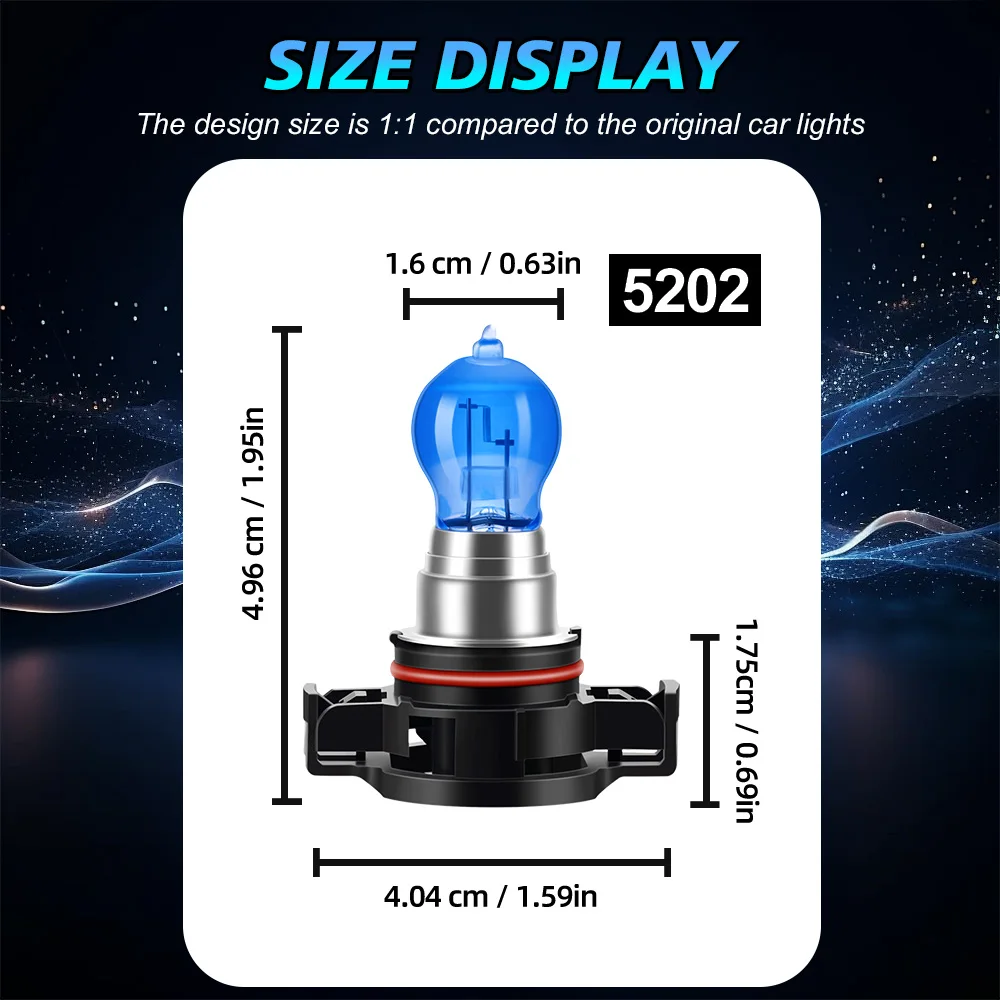 2 قطعة العالمي 5202 الهالوجين العلوي ضوء السيارة 6000K 12 فولت كول الأزرق فرط الأبيض لمبة سهلة التركيب #3