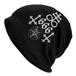 Custom Leviathan Cross Satan 666 Beanies Caps Unisex Trend Winter Warm Knitting Hat Adult Baphomet Satanic Symbols Bonnet Hats