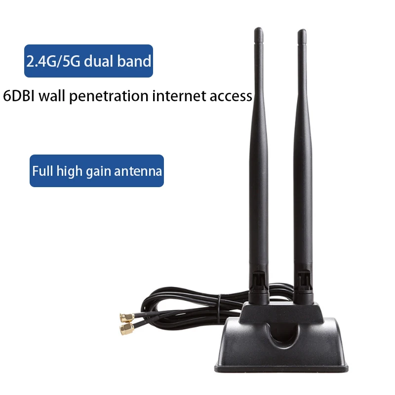 high gain Wireless antenna Managetic Dock External 2.4G/5G dual band antenna extension SMA Antennas for wireless network card