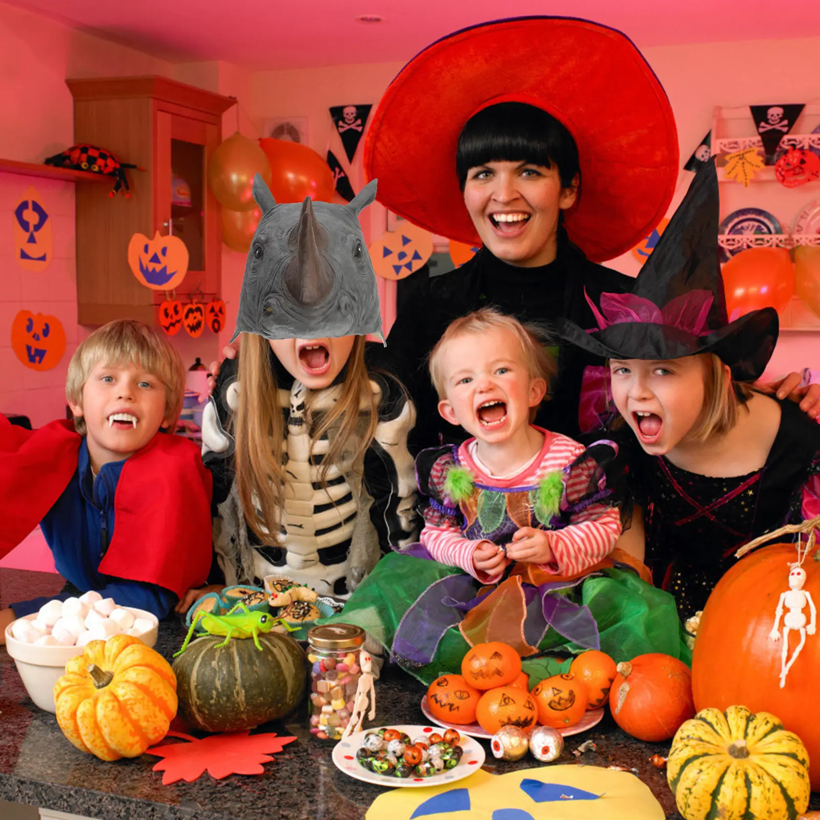 

Легкая маска головы носорога из экологичного латекса для косплея, Хэллоуина, сценических выступлений и фотосессий