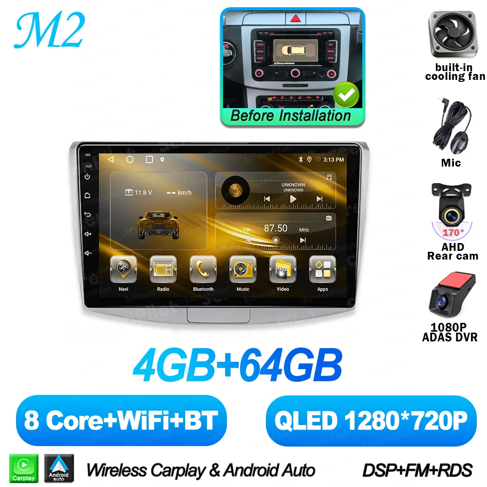 For Volkswagen VW Passat B6 B7 B8 CC 2007- 2021 Android 16 Multimedia Video Player Carplay Intelligent System Wifi 4G 8 Core image 3