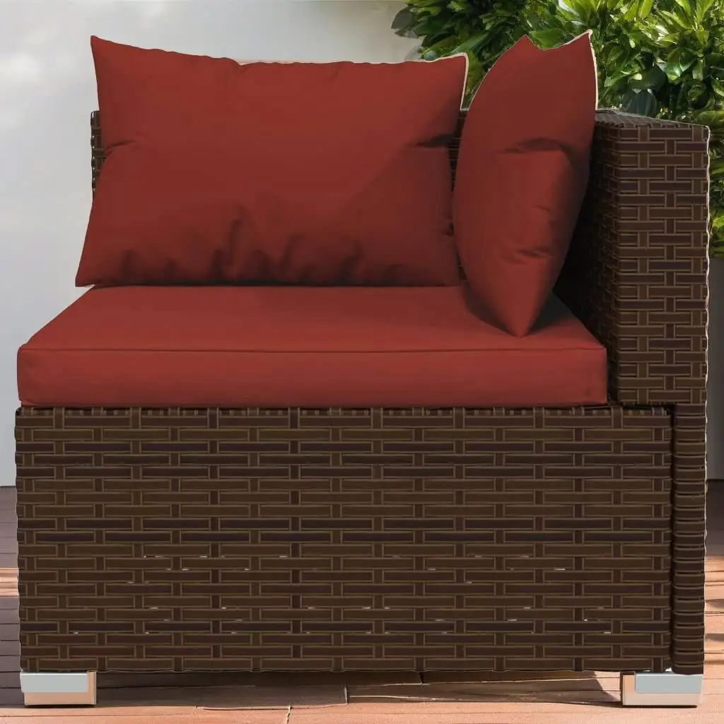 

7-Piece Brown Poly Rattan Patio Lounge Set with Cushions - Outdoor Furniture for Garden & Balcony