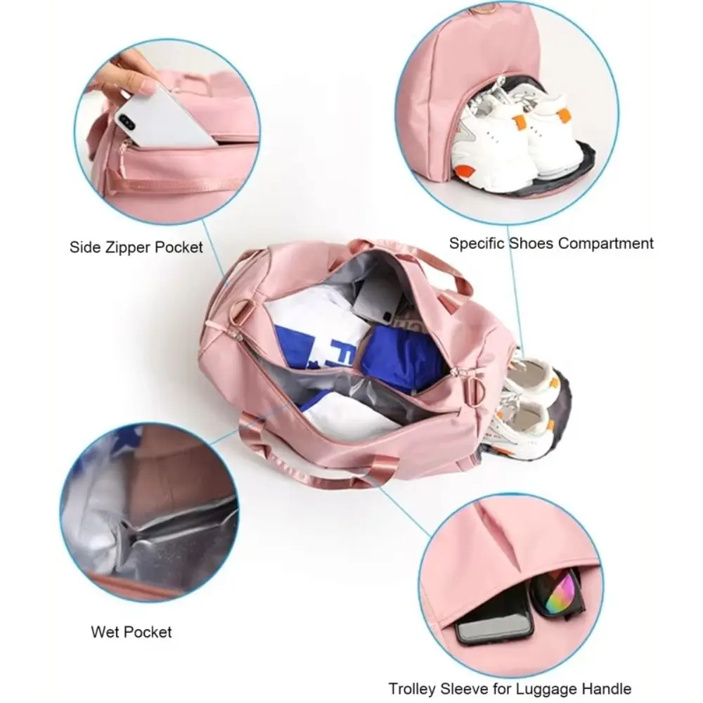 حقيبة يد للسفر ذات سعة كبيرة، فصل جاف ورطب، حقيبة رياضية للصالة الرياضية مقاومة للماء مع حجرة للأحذية متينة #5