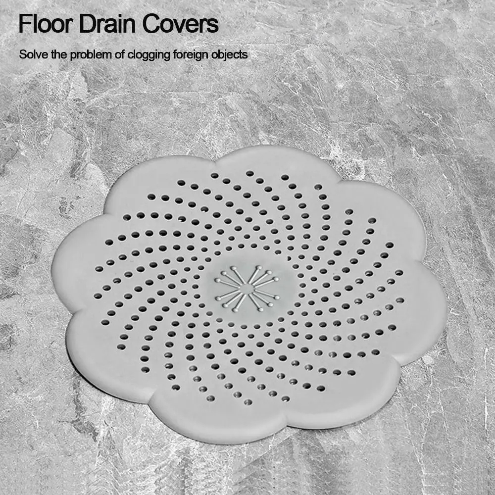 New Flower Shaped Silicone Floor Drain Cover Durable Hair Clean Up Mesh Trap Anti-blocking Sewer Outfall Drain Filter Mesh Trap