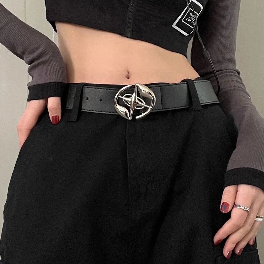 القوطية الشرير الجلود Y2k حزام للنساء معدن الأحمر الخوخ القلب مشبك حزام الخصر الجينز اكسسوارات حزام الخصر الزخرفية