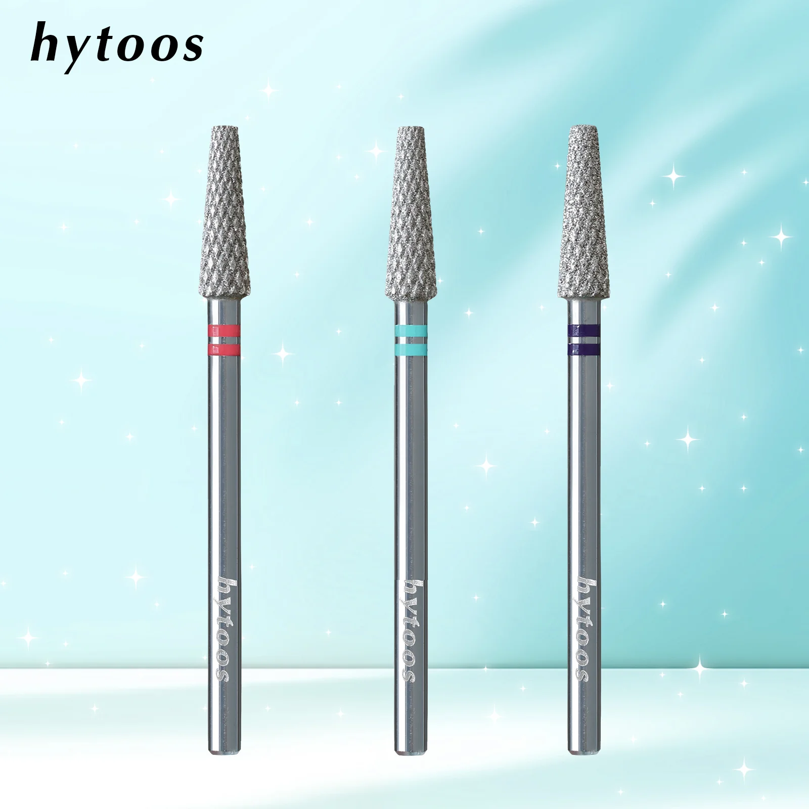 HYTOOS 4*13mm ロングテーパードダイヤモンドカットプロネイルドリルビット クロム ロシアンキューティクルビット 電動ネイルドリル 角質除去ツール