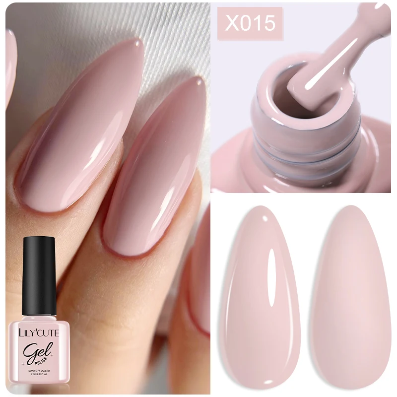 LILYCUTE 7ml Autumn Nude Pink Red Gel Nail Polish Colorful Semi Permanent Soak Off Manicure Nail Art Base Top Coat Gel Varnish