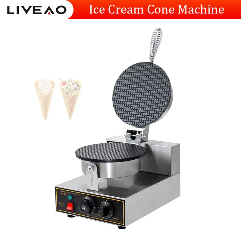 

Commercial Electric Ice Cream Waffle Cone Maker Nonstick Egg Roll Waffle Cones Bowls Maker Waffle Iron Cone Machine