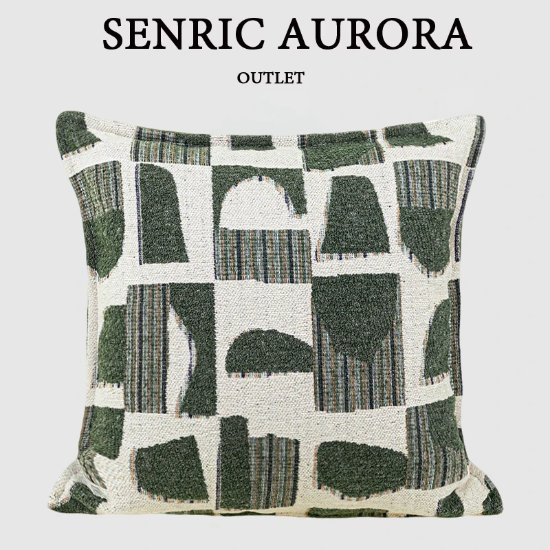 Luxury Cushion Cover 45x45cm Green Geometric Square Pillow Case For Home Hotel Bed Living Room Sofa