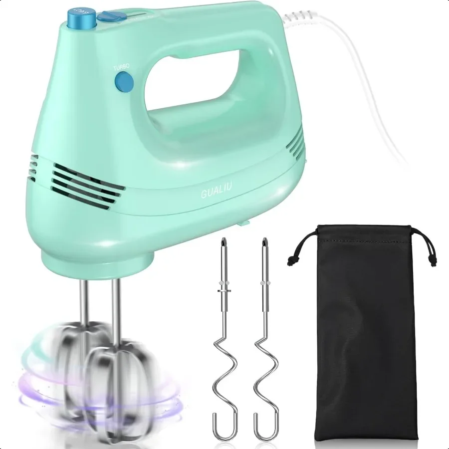 

Electric Hand Mixer with Stainl Steel Whisk Dough Hook Attachment and Storage Bag Handheld Mixer for Baking Cakes Eggs Cream Fo