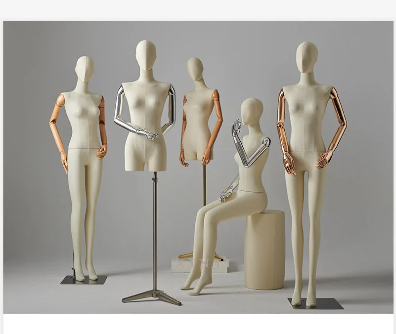 New Fabric Model Props Female High-end Mannequin Model With Flexible Hand Half Body Dummy