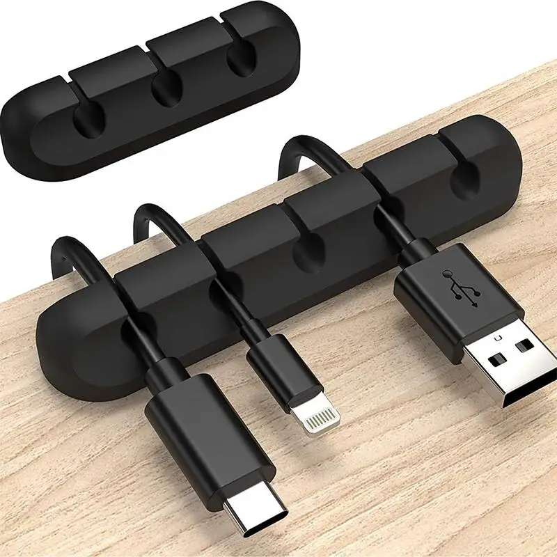 3Pcs USB Cable Clip Winder Organizer Round Charger Cord Desk Tidy Management Adhesive Holder