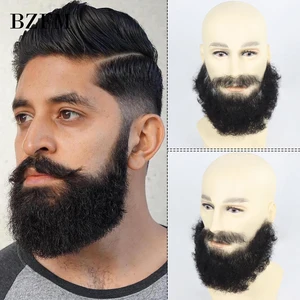 Lockiger Bart für Männer, 100% menschliches Haar, schwarzer Bart, realistisches Gesicht, Erwachsenen Make -up 10 Hauptverkaufsrealistischer Bart - №7