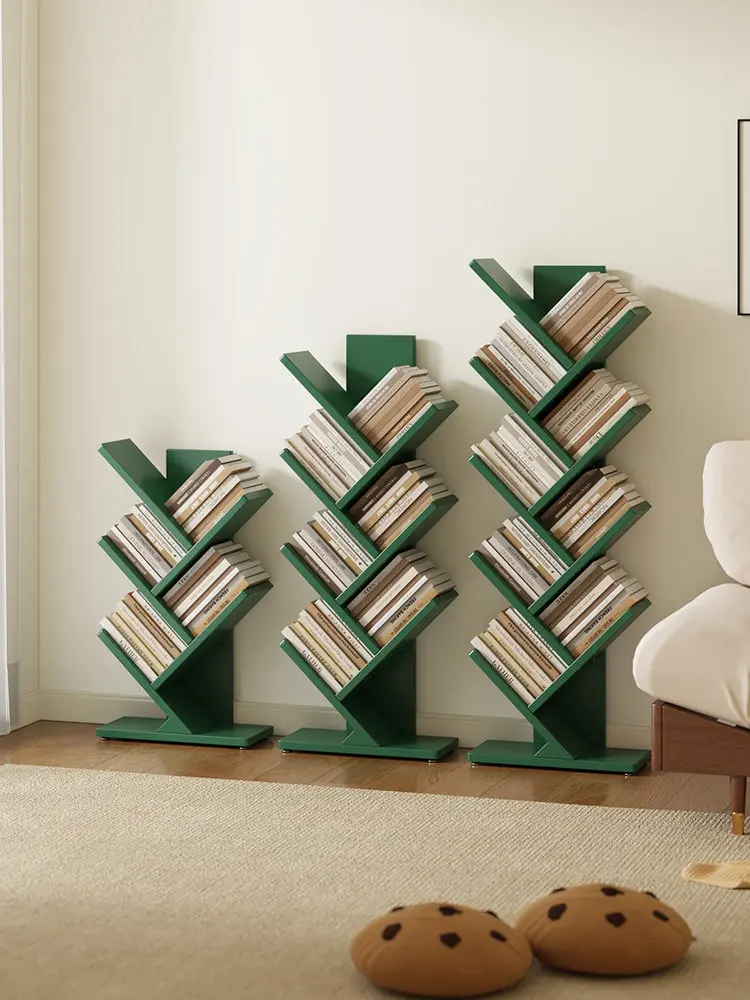 Bookshelf floor-to-ceiling children's bedroom solid wood against the wall corner bookcase tree-shaped simple picture book