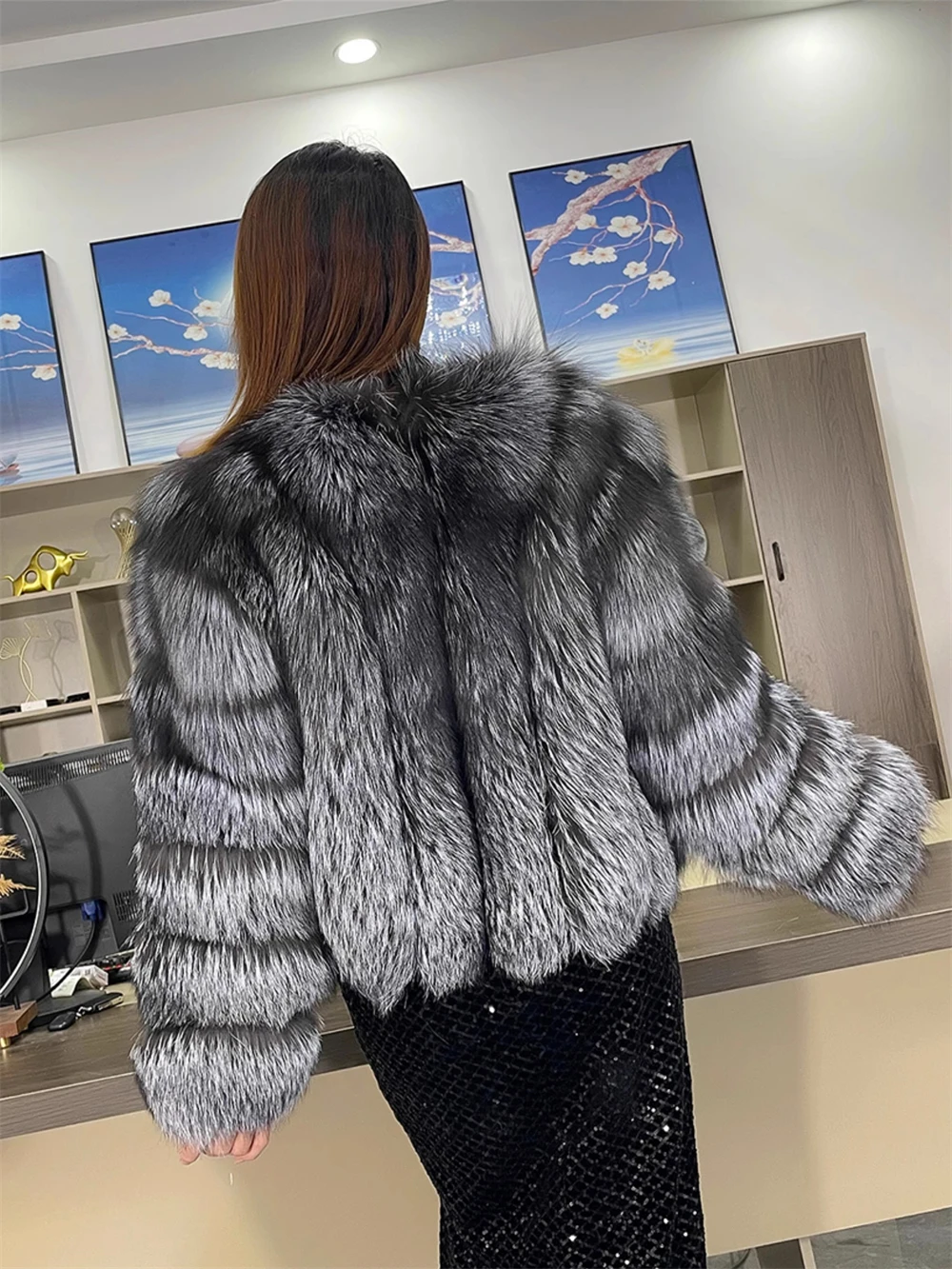 Silver Fox Fur Short Jcaket Women Luxury Vest Female High Quality Genuine Natural Blue Fox Fur Coat For Girls