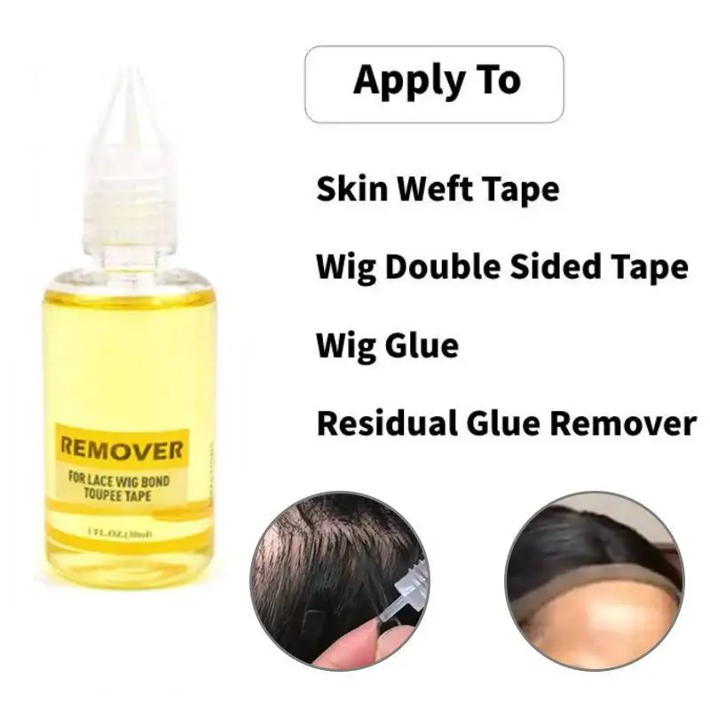 Removedor de extensões adesivas Removedor de vínculo de fechamento de renda Cola de peruca Removedor de cola Toupee cabelo limpo Removedor de fita adesiva líquida 30ml