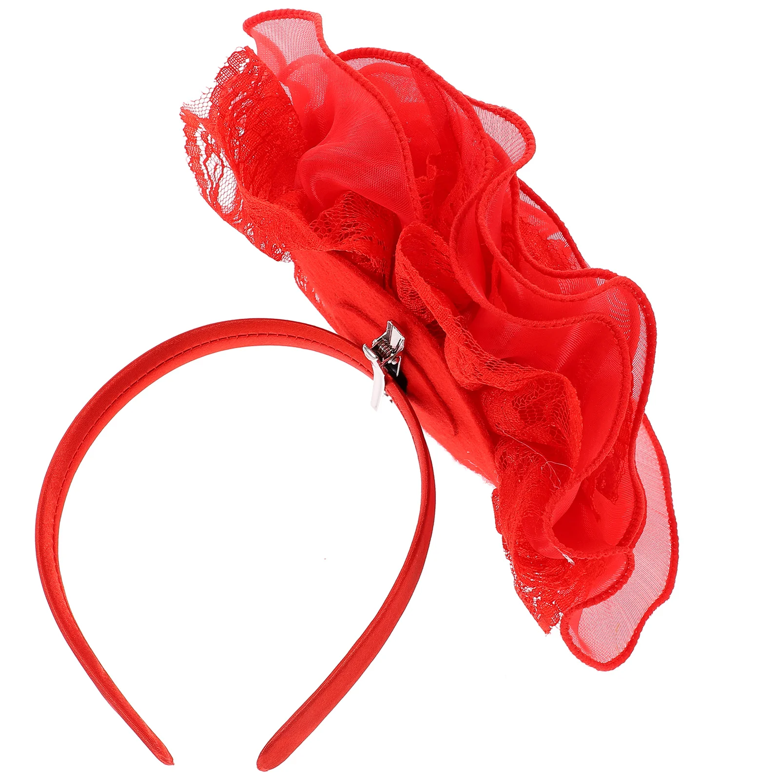 

Retro Head Floral Headband Anniversary Hair Accessories for Women Top Hat Lace Flower Bridal Headpiece Metal