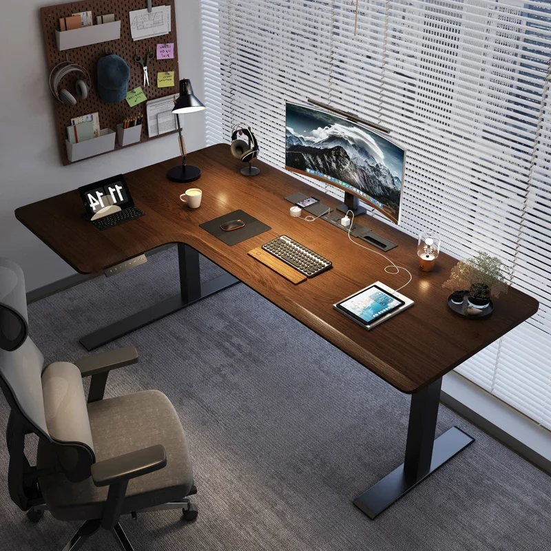 Corner solid wood electric lifting table computer desk L-shaped corner home esports desk office desk boss desk