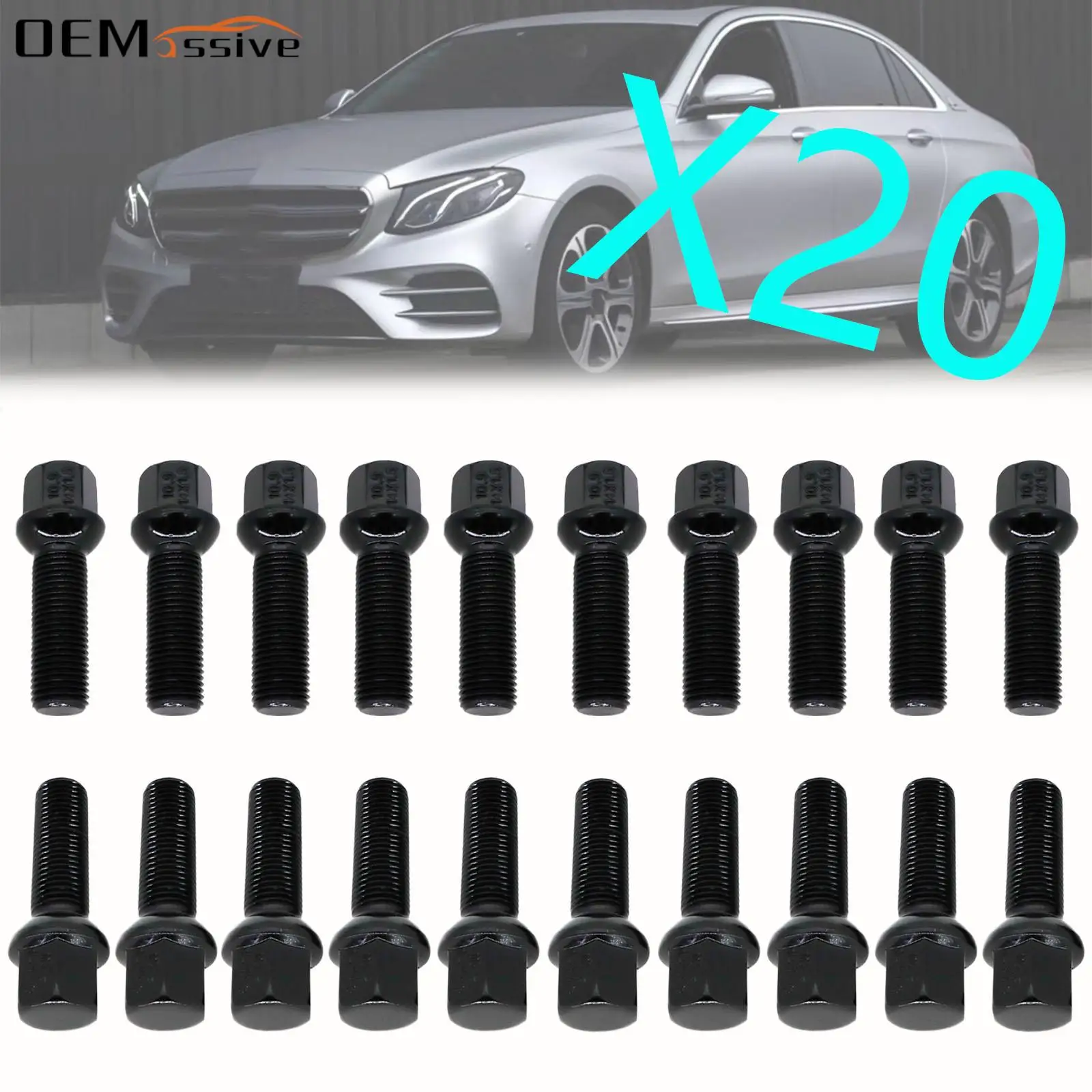 

20Pcs Car Back Wheel Bolts Car Wheel Tools Truck Parts For Mercedes-Benz E200 E250 E280 E300 E320 VW Corrado Beetle M14X1.5 60mm