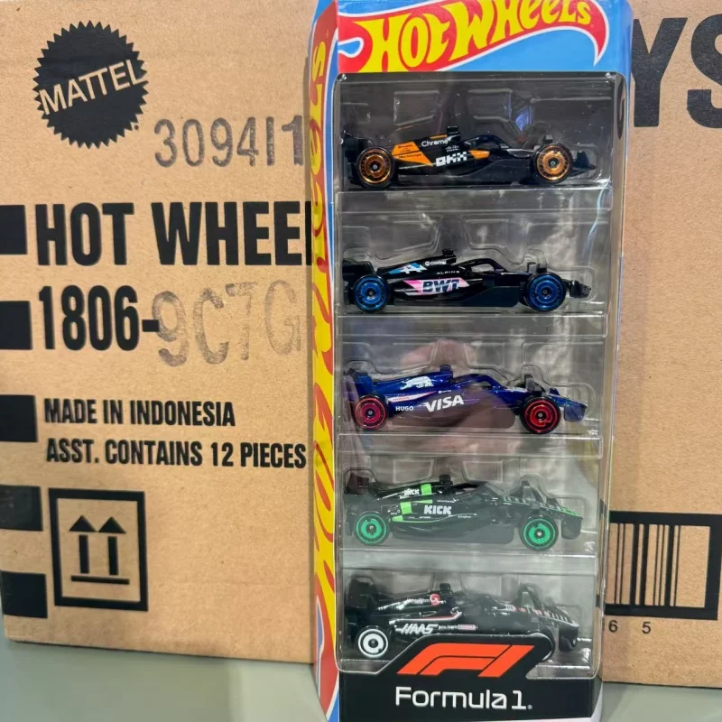 1/64 Originele Mattel Hot Wheels X Formule 1 5 Packs Moneygram Haas F1 Team Kick Sauber F1 Team Collectible Auto speelgoed Diecast Voertuig