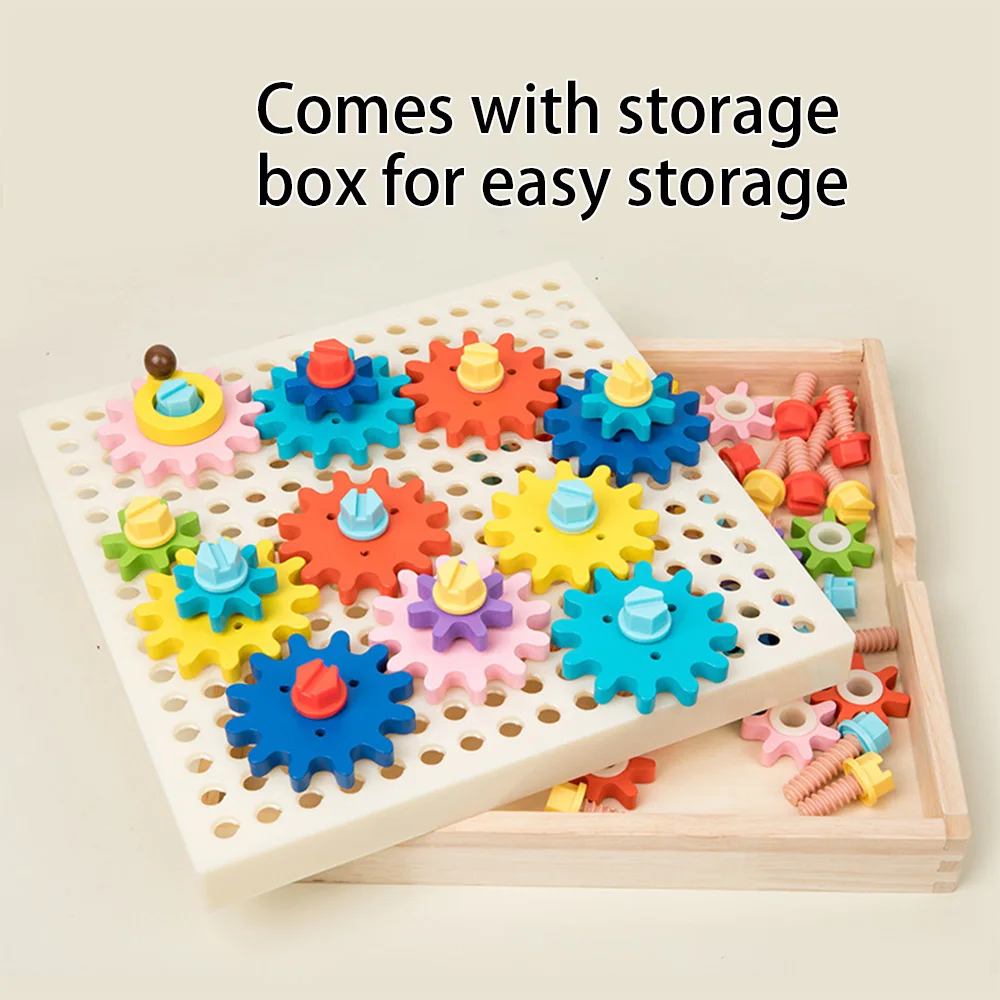 Giocattolo puzzle per assemblaggio di chiodi a fungo con riconoscimento dei colori per l'educazione precoce in legno per bambini