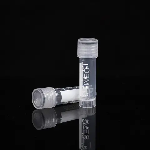 50Pcs 1.8ml Plastic Graduated Cryovial Test Tube Laboratory Freezing Sample Cold Storage Tubes With Transparent Screw Cap