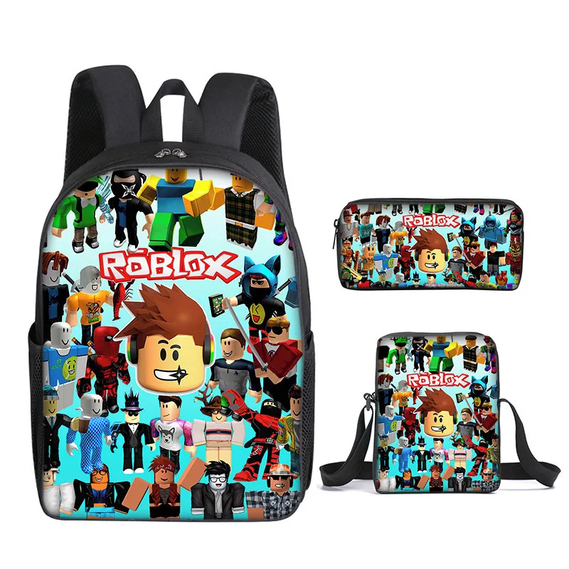 

ROBLOX Student Backpack Korean Version Primary and Secondary School Backpacks Ins Fashion Trend Backpack Three Piece Set