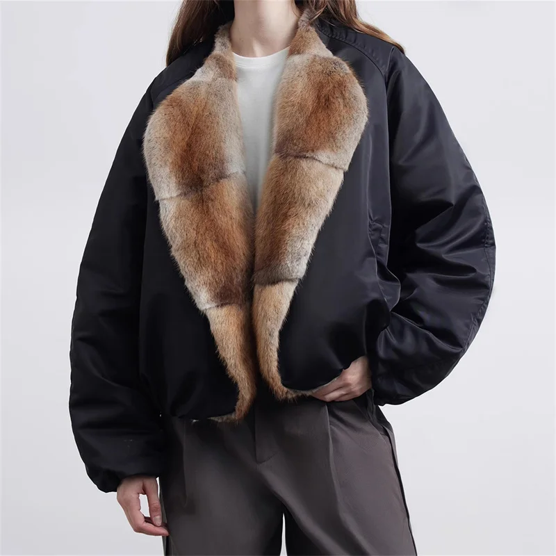 Women down jacket 2024 winter New New 90 white duck down filling Puffer coats for winter 2024 Beaver fur splicing Women's coats