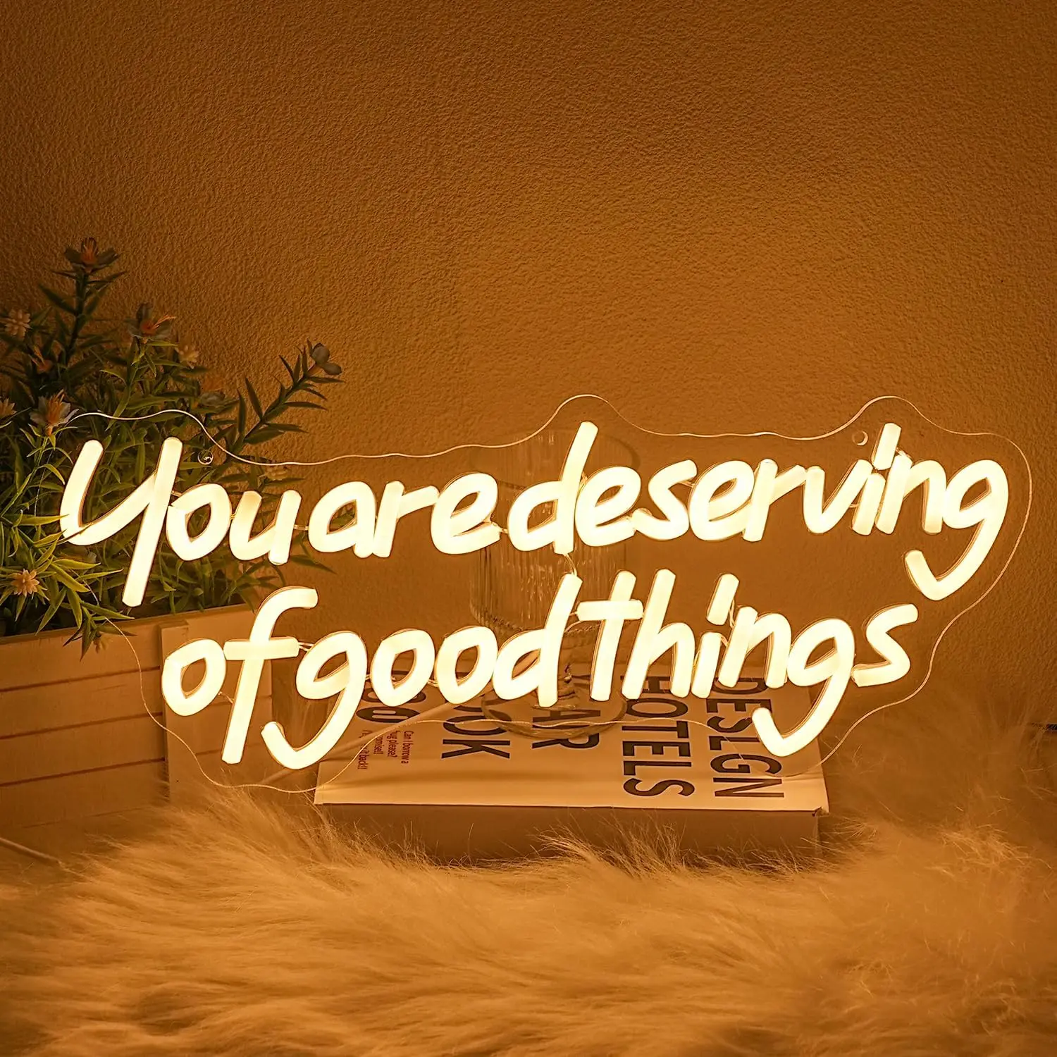 

"You Are Good Deserving Of Good Things" Neon Sign USB LED Light Office Classroom Dormitory Bedroom Decoration Art Wall Light