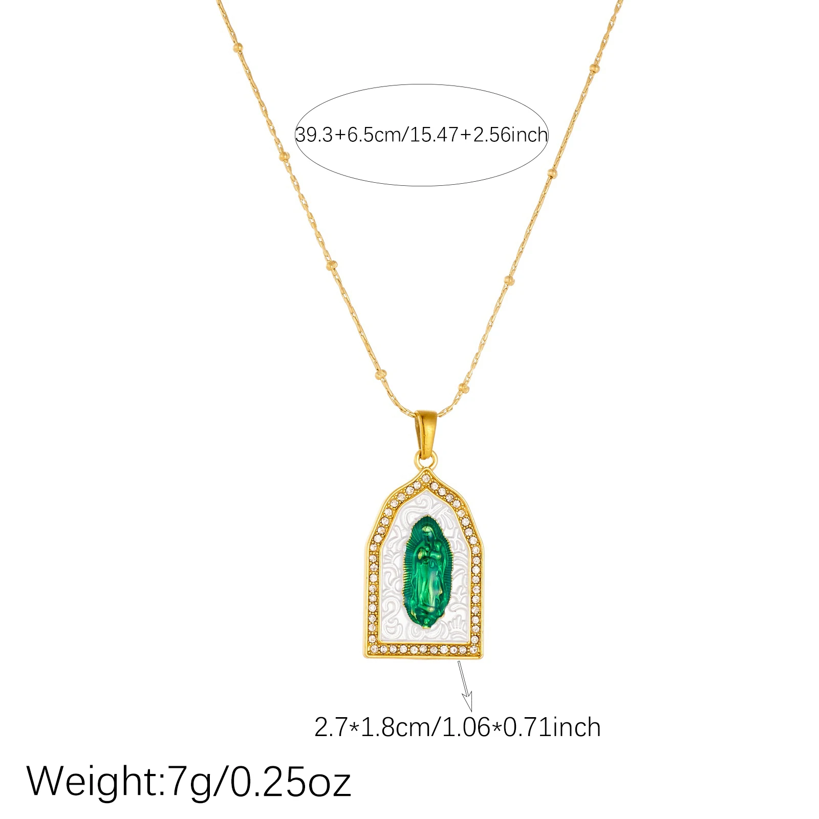 316L Stainless Steel Rhinestone Virgin Mary Charm Necklace For Women Lady Fashion New Statue Jewelry Party Gift