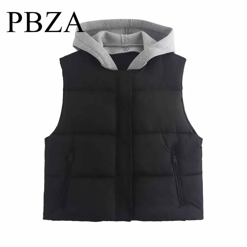 

24 Autumn/Winter New Product Casual Detachable Hoodie Splicing Sleeveless Cotton Jacket Tank Top Zipper Pocket Vest