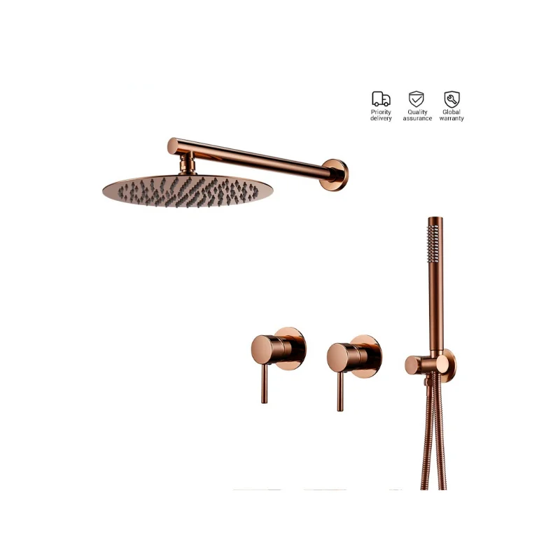 

Wall Mounted Rainfall Shower Set Bathroom Mixer Brass Faucet Hot&Cold System