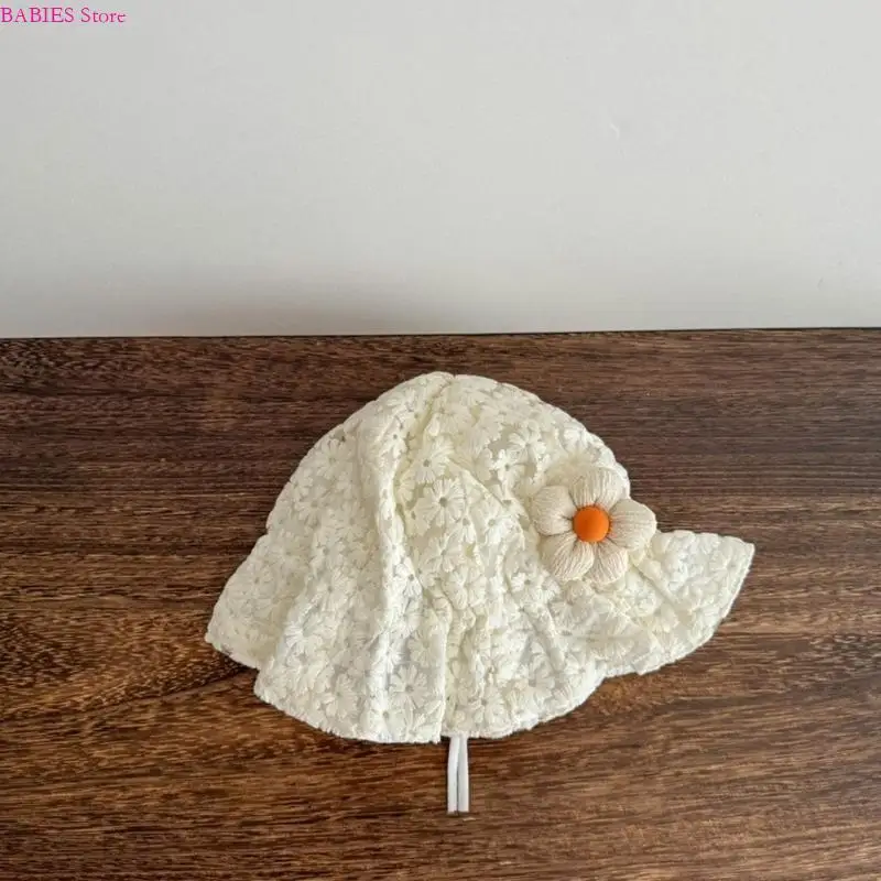 

C9GB Infants Protective Sun Hat with Floral Accent, Comfortable Baby Flower Fisherman Hat Outdoor Basin Caps for Girls