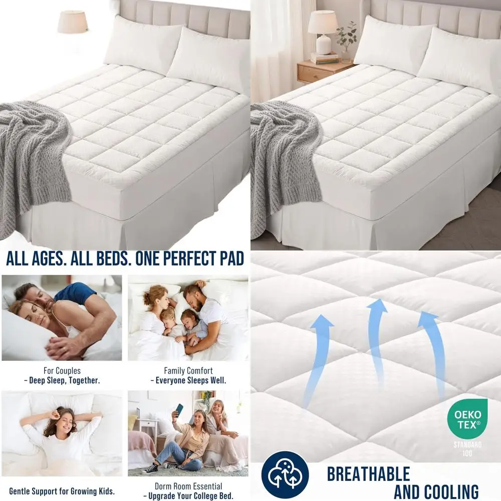 

Роскошный пуховый альтернативный наматрасник с подушкой — охлаждающий, дышащий, можно стирать в машине, глубокий карман, белый цвет