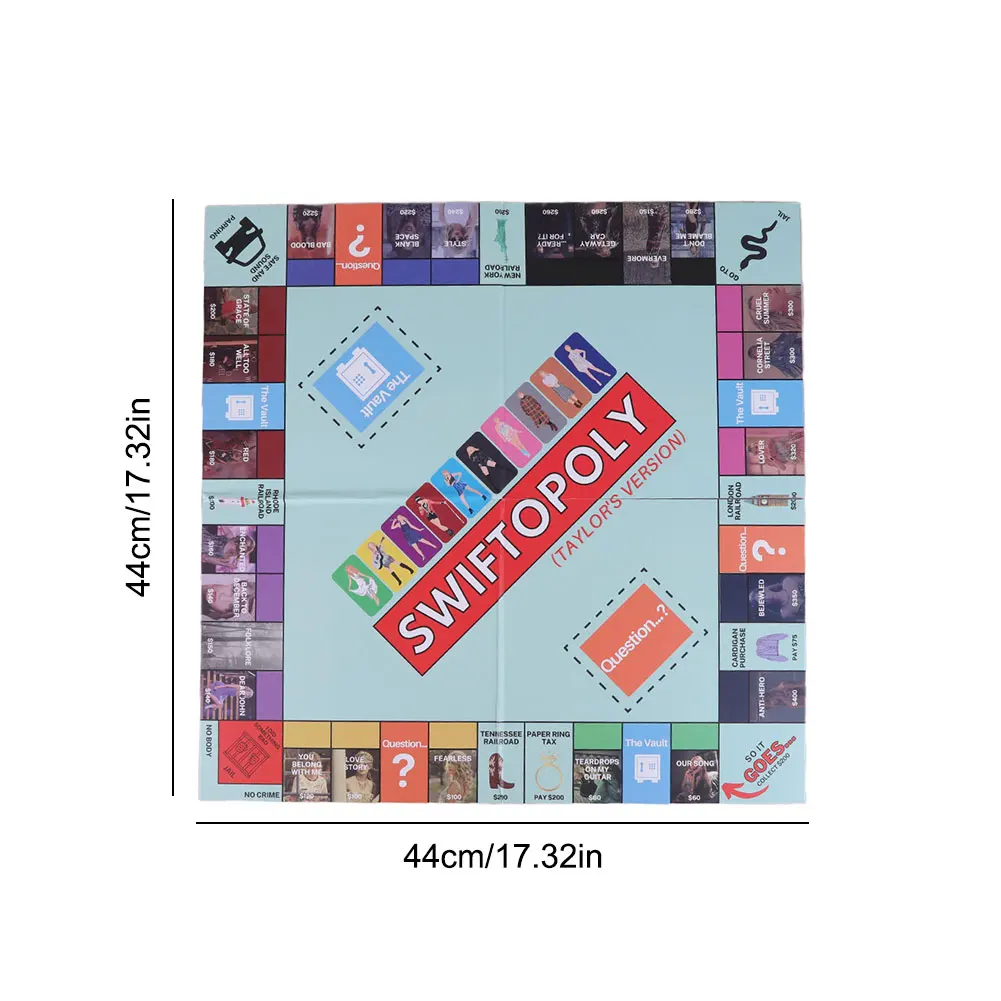 Taylor's Monopoly Board Game Fun Party Family Interactive Chess Game Swiftopoly Board Game for 2 to 8 Players for Adults Fans