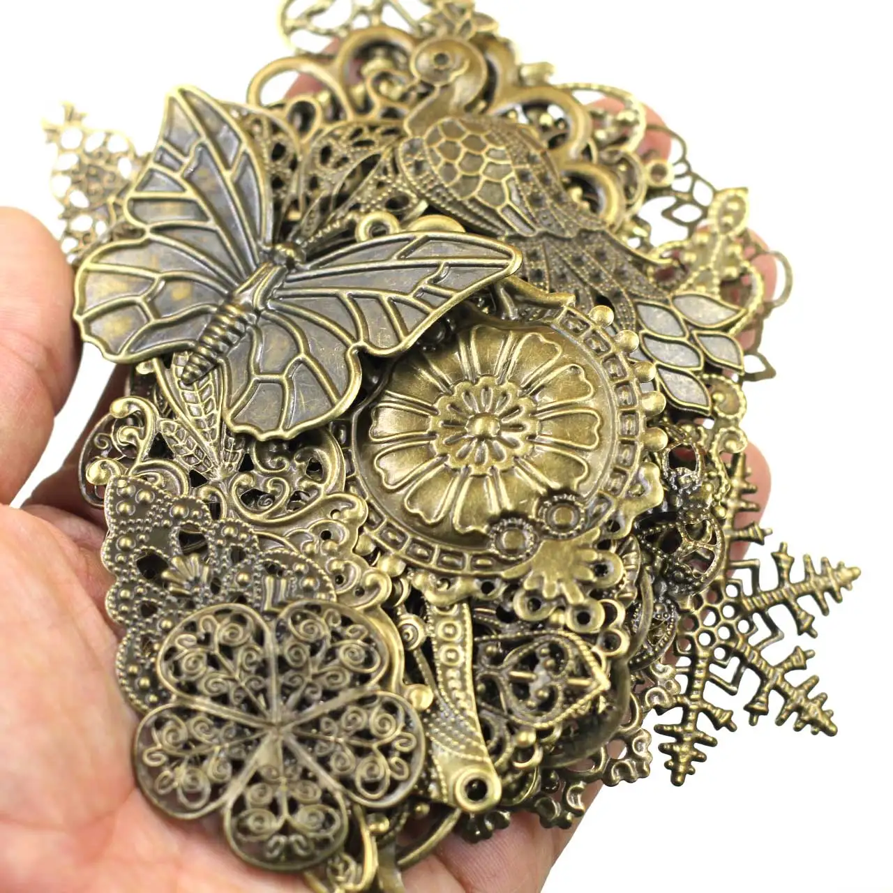 Embellishments Random Mixed Rose Flower Snow Pattern Filigree Wraps Alloy Craft Jewelry DIY Accessories