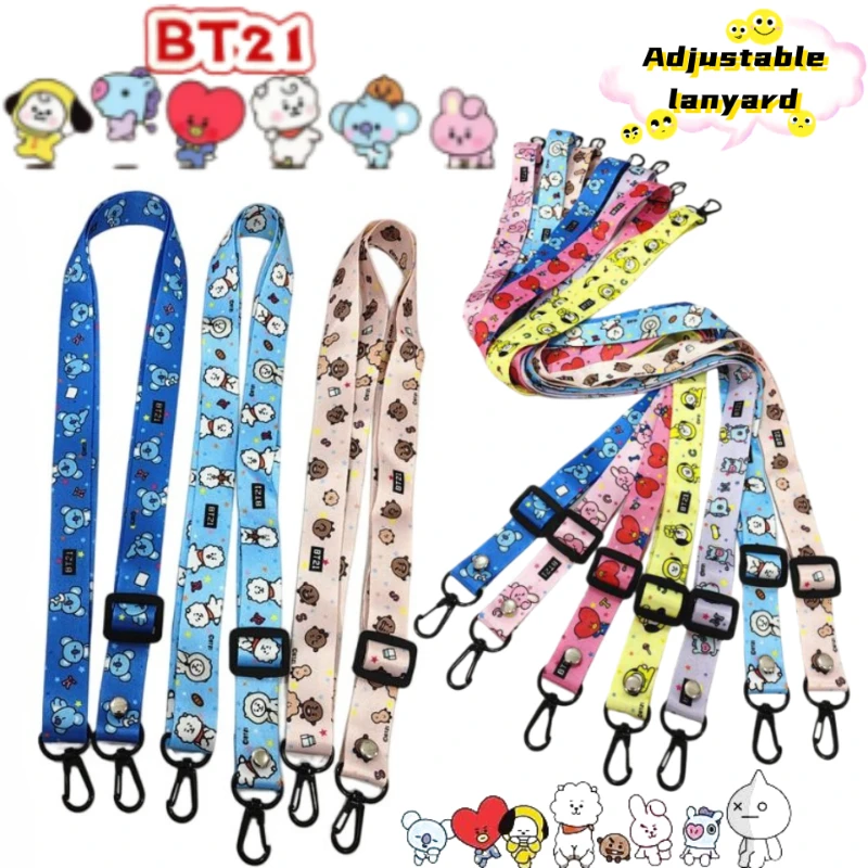 Cordão criativo para celular BT21 koya Shooky Chimmy, alça transversal ajustável para bolsas e câmeras, cordão universal.