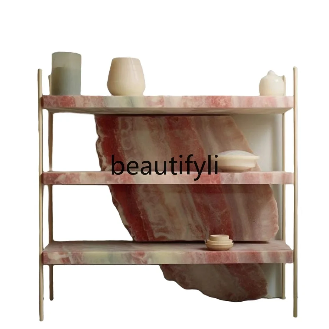 Marble shelf Italian light luxury aesthetic shoe rack living room modern bedroom dining side cabinet