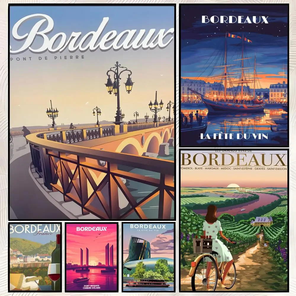 Wine Bordeaux Wine Poster Self-Stick HD PP paper Wall Art Poster, Waterproof Decor for Bedroom, Living Room and Home