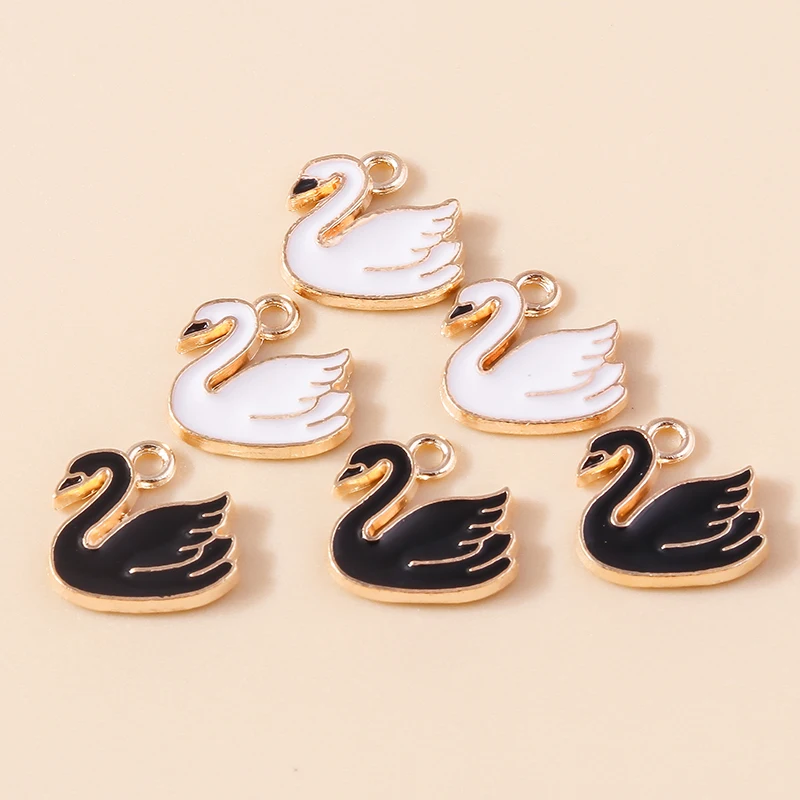 20 Stück 14 x 14 mm niedliche Emaille-Tier-Schwan-Anhänger für die Schmuckherstellung, Halsketten, Ohrringe, Armbänder, Zubehör, DIY-Handwerk, Geschenk – Detail 6