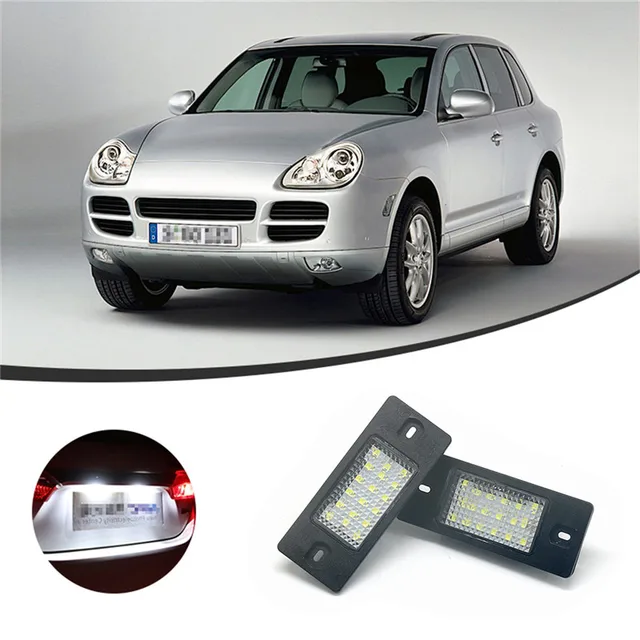2 szt. Lampki oświetlenia tablicy rejestracyjnej LED 18LED SMD 3528 do Porsche Cayenne 955 957 2002-2010, lampy tylne, akcesoria samochodowe OEM 95563162002