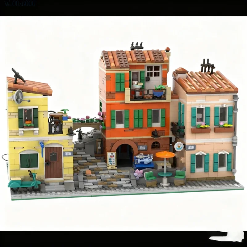 3099pcs MOC Italiaanse Vierkante Riviera Modificatie Modulaire Straatbeeld Model Bouwstenen Bouw Kerstcadeaus Speelgoed Baksteen