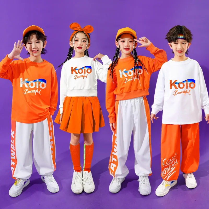Child Hip Hop Style T-shirt Skirt Hiphop Clothing Kids Teenager Fashion y2k Style Streetwear Clothes Girl Street Dance Wear Set
