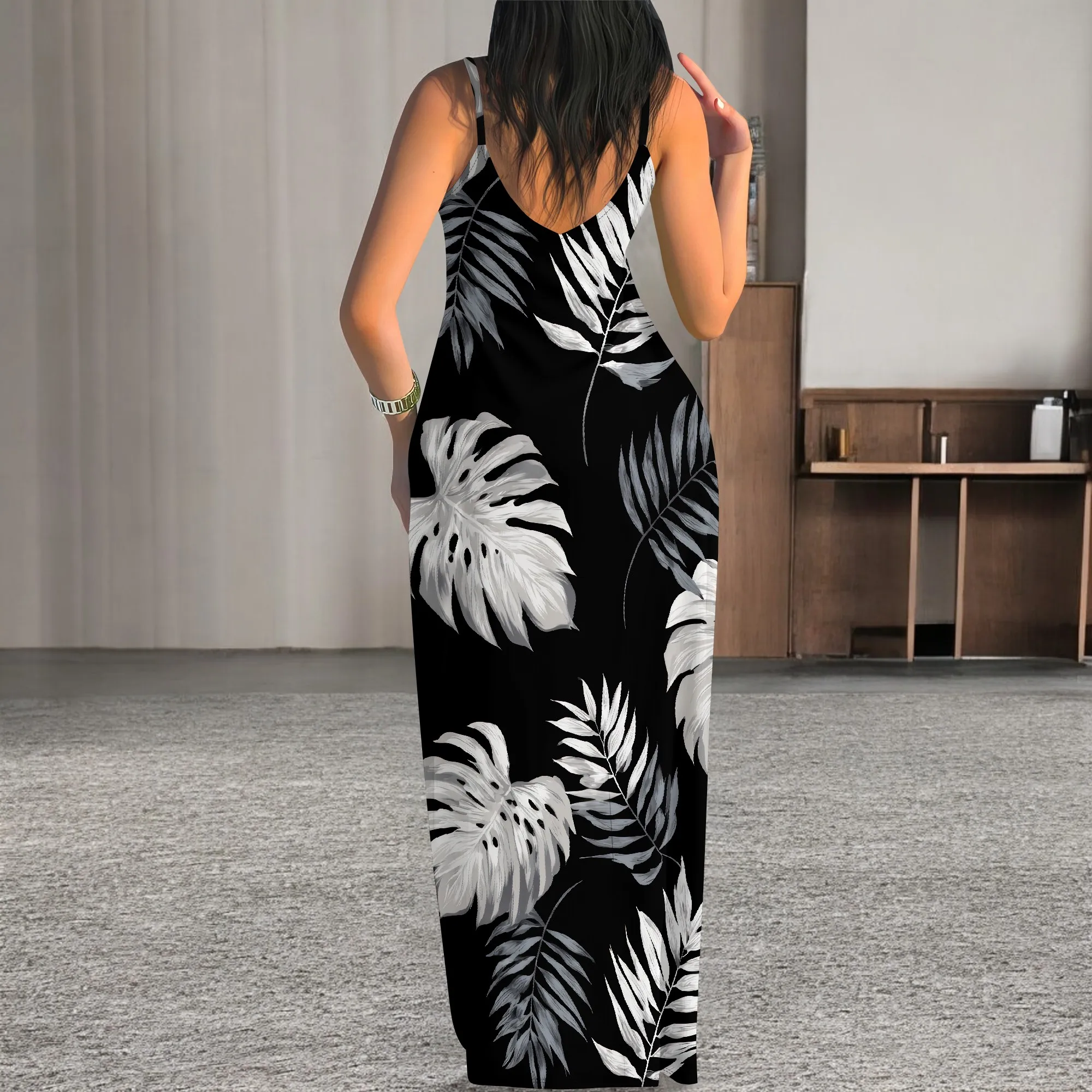 Abiti lunghi casual da donna Abiti estivi colorati aderenti a righe sexy lunghi fino al pavimento senza maniche