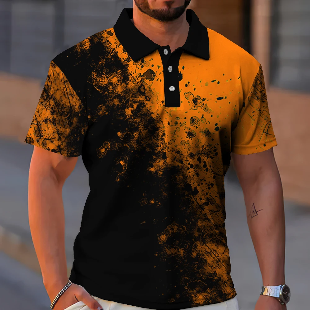 Men\'s Polo Shirt Fashion Stitching Color T Shirt Casual Tops Summer Short Sleeve Sport Wear Oversized Polo Shirts Man Clothes