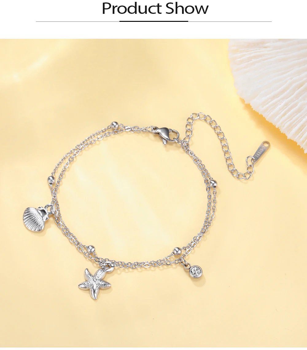 COOLTIME Seestern Muschel Armbänder für Frauen Edelstahl Mode Sommer Strand Schmuck Armband Zubehör für Ozean Liebhaber – Detail 8