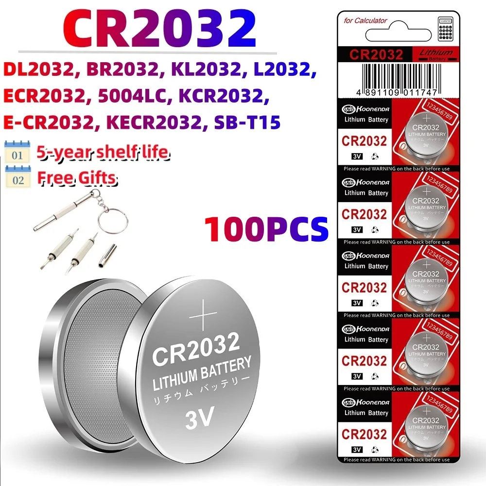 Quick DeliveryCR2032 Lithium Button Coin Cell 2032 Battery Compatible with AirTag Key FOBs calculators Coin counters Watches etc